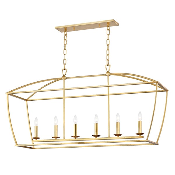 Hudson Valley Lighting Bryant 6 Light Linear 48.25 In. Gold Leaf 8348-GL - main