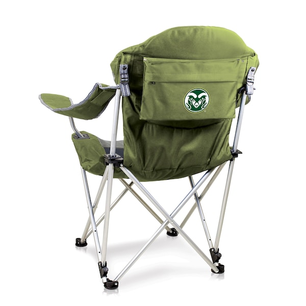 Picnic Time Family Of Brands NCAA Colorado State Rams Reclining Camp Chair - Beach ChairSage Green with Gray Accents 803-00-130-134-0 - main