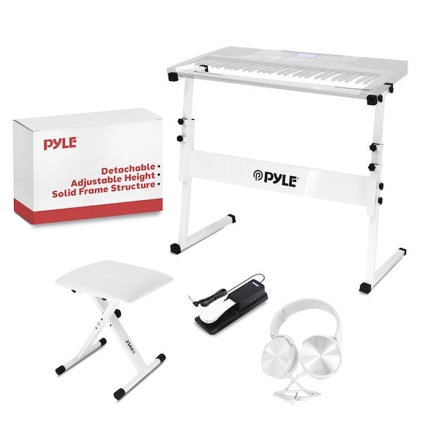 Pyle Heavy-Duty Electric Keyboard Accessories, E Piano Equipment Pack Includes Height Adjustable Z Shape PKST20SW - main