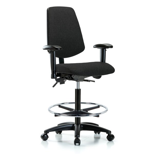 Blue Ridge Ergonomics Fab Hi Bench Chair, Med, Bk, CF, Cast, Blk, 6-Way Adjustable, 26" to 35-1/2" Height, Black BR-FHBCH-MB-RG-T0-A1-CF-RC-F42 - main