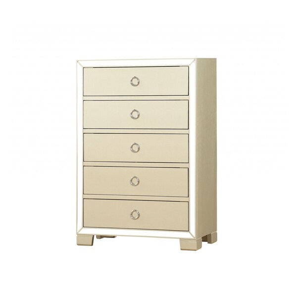 Homeroots 15" X 31" X 45" Champagne Wood Mirror Veneer Chest 347152 - main