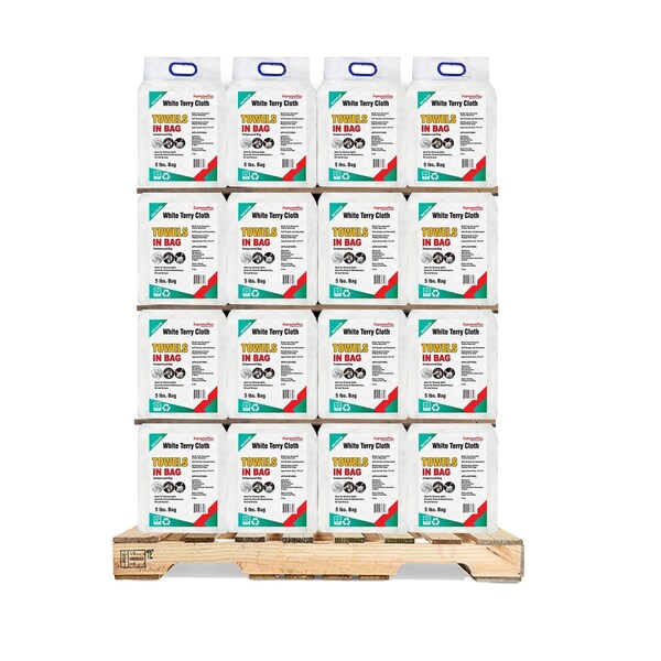Supremeplus Recycled White Terry Towel Cleaning Rags, 800 lbs. Pallet, 160 x 5 lbs. Bags, 160PK SP-8339 - main