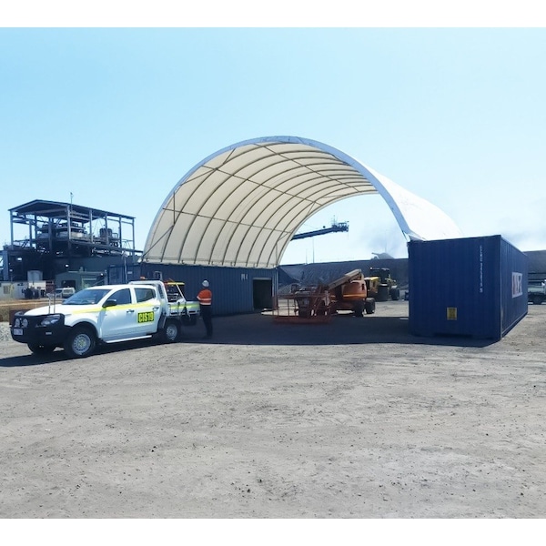 Mytee Products 40 ft(L) x 40 ft(W) 21 Oz PVC Shipping Container Canopy Shelter Roof w/ No End Walls CSB4040 - main