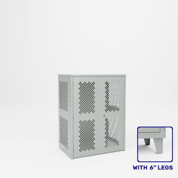 Pucel Heavy Duty Storage Cabinet, 6in Legs, 36in W x 54in H x 24in D, Perforated Doors and Sides, Gray HDSC-3648-24-2L-PERF - main