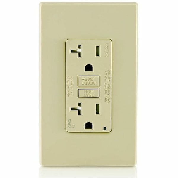 Leviton Straight Blade Receptacle, 5-20R, 20 A, 125V AC, 2 Pole, 3 Wire, Flush Mount, Single, Ivory AFTR2-I - main