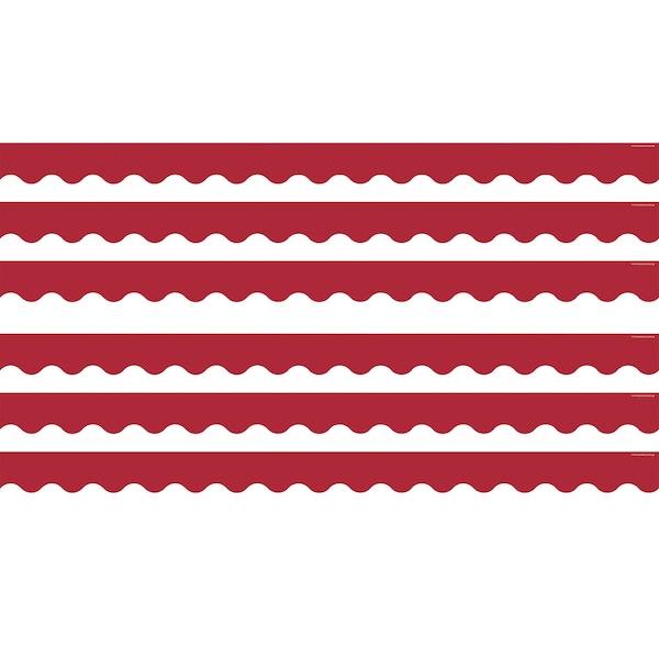 Teacher Created Resources Cranberry Red Scalloped Border Trim, 35 Feet Per Pack, 6PK TCR9242 - main