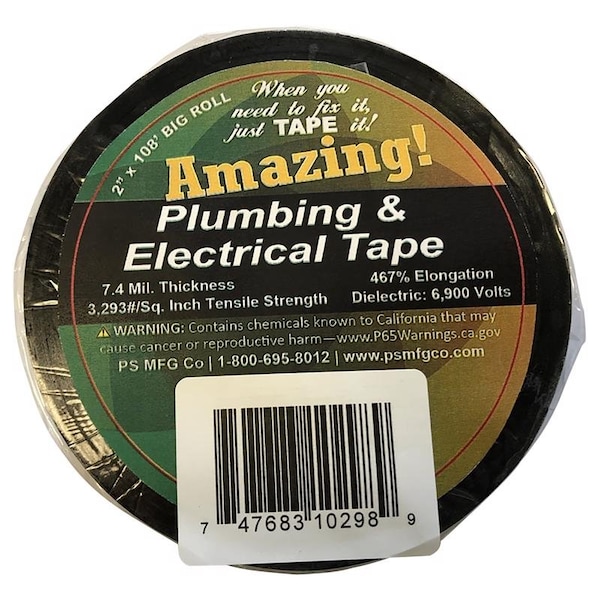 Amazing 2 in. W X 108 ft. L Black Plastic Plumbing & Electrical Tape ATP24 - main