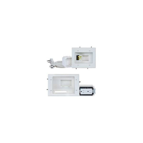 Cable Wholesale Recessed Pro-Power Kit with Duplex Receptacle and Straight Blade Inlet, White 45-0024-WH - main