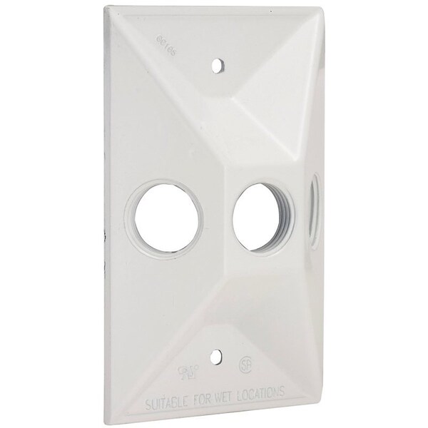 Hubbell Cluster Cover, 4-19/32 in L, 2-27/32 in W, Rectangular, Zinc, White, Powder-Coated 5189-1 - main