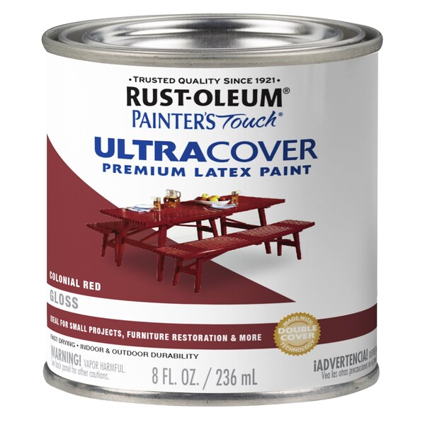 Rust-Oleum Interior/Exterior Paint, Gloss, Colonial Red, Half Pint 1964730 - main