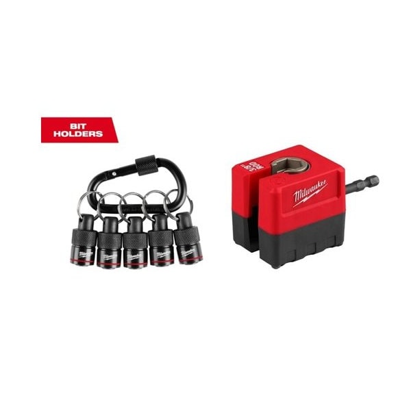 Milwaukee Hand Trucks SHOCKWAVE Impact Duty 3/8 Inch Threaded Rod Nut Runner and 5pc Bit Holder with Carabiner 48-32-4537+48-32-2391 - main