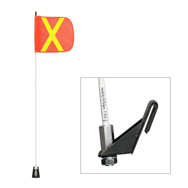 Safetywhips Warning Whip Light Duty Whip with Flag, White Whip, Orange Flag, Yellow Reflective X, 60 Length LWW05-SXY - main