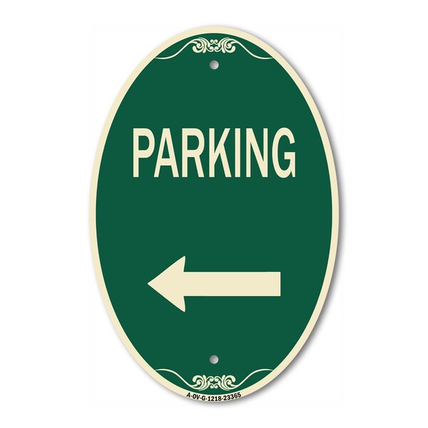 Signmission Parking Sign Left Arrow, 12 Inch X 18 Inch Architectural Oval, Heavy Gauge Aluminum A-OV-G-1218-23365 - main