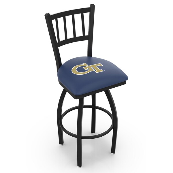 Holland Bar Stool Co 36" Blk Wrinkle Georgia Tech Swivel Bar Stool, Jailhouse Back L01836GATech - main