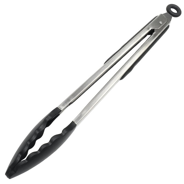 Chef Craft Premium Series Tongs, 12 in L, Silicone, Black, Dishwasher Safe: Yes 13685 - main