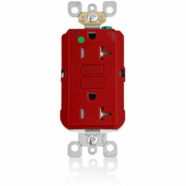 Leviton AFCI Receptacle 20A HG/TR Red AFTR2-HGR - main