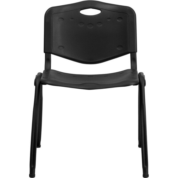 Flash Furniture Stack Chair, Plastic, Black, 29.75" H RUT-D01-BK-GG - main
