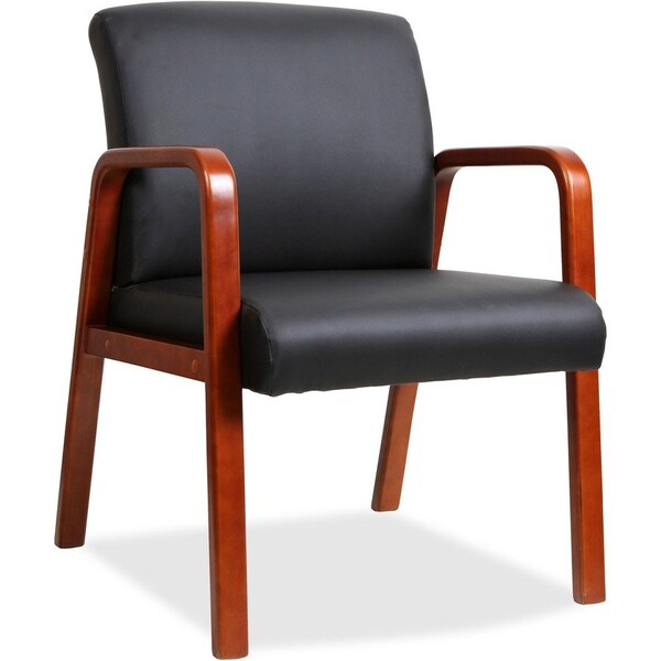 Lorell Guest Chair, Black Back, 24 in W 25.6" L 33.3" H, Fixed, Leather Seat LLR40200 - main