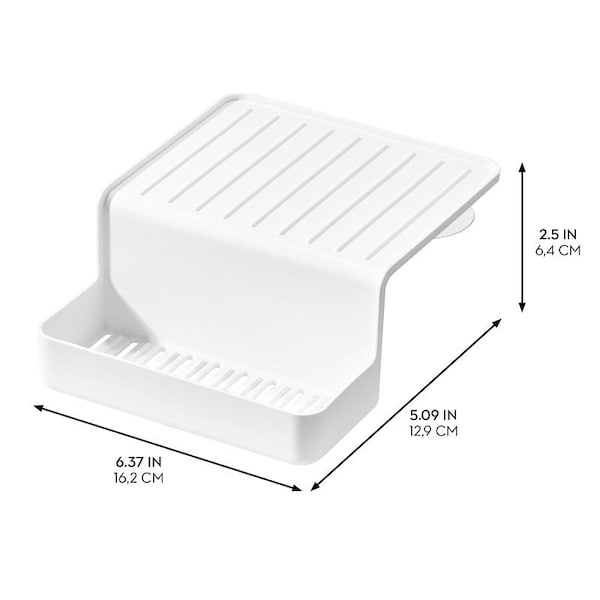 Idesign Double Suction Sink Caddy, 16.5 cm L, 13 cm W, 6.4 cm H, Polypropylene, White, Suction Cup 23041 - main