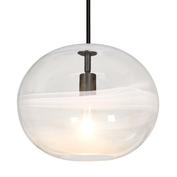 Besa Lighting Geno Stem Pendant, Vapor Clear, Black Finish, 1x60W Incandescent 1TT-GENOCL-BK - main