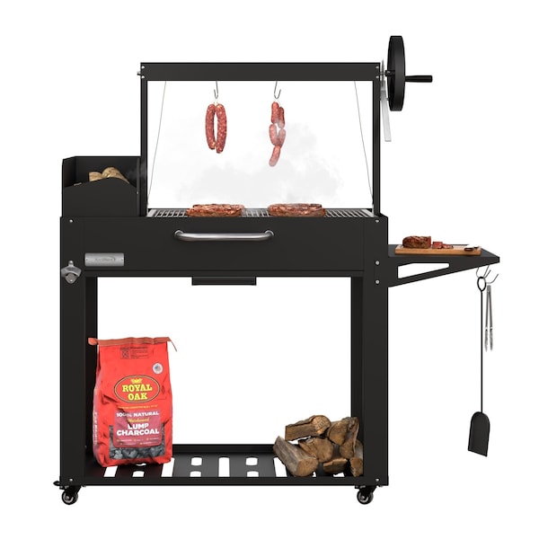 Koolmore 54 in. Argentine Charcoal Grill, Adjustable Grate Outdoor BBQ, Black KM-OG-A-54 - main