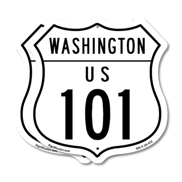 Signmission Washington Route Marker Shield Sign Us 1, 18 inch X 18 inch, Plastic Sign, 2PK SHI-P-2PACK-18-475 - main