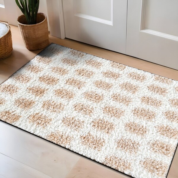 World Rug Gallery Scandinavian Arrow Shag Area Rug 2 ft x 3 ft Beige WR126BEIGE2X3 - main