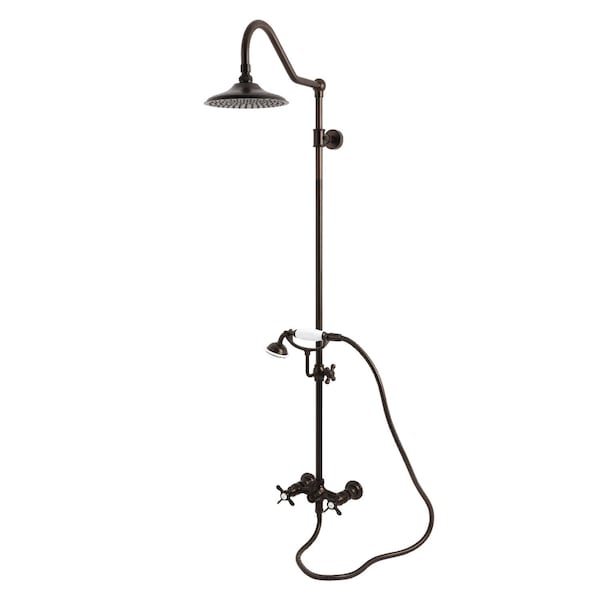 Kingston Brass Wall Mount Rain Drop Shower System with Hand Shower, Oil Rubbed Bronze CCK3665BEX - main