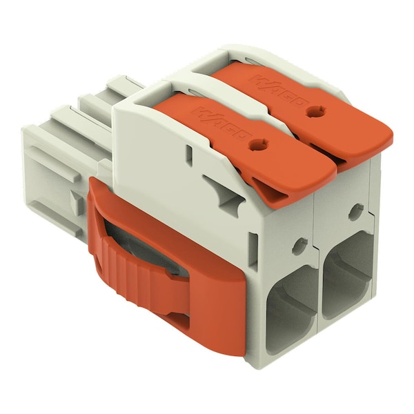 Wago Lever Wire Connector, 4 AWG Max, 2 Port, Gray, Polybutylene Terephthalate Insulation, 600 V, 66 A 832-1102/037-000 - main