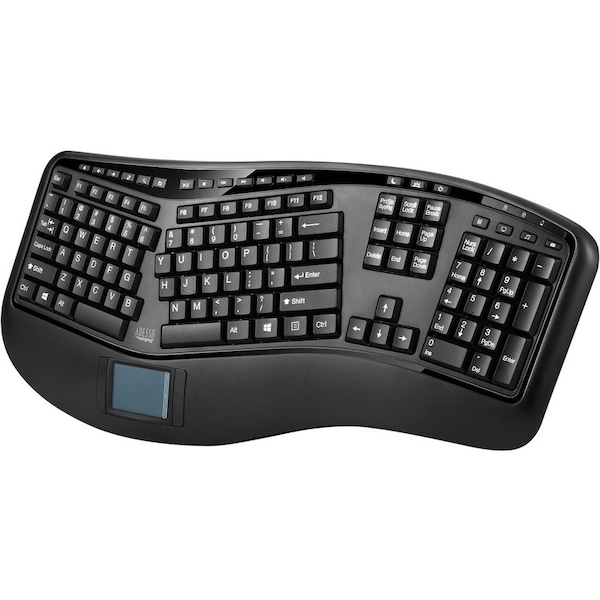 Adesso 2.4GHz Wireless Ergonomic Touchpad Keyboard WKB4500UB - main