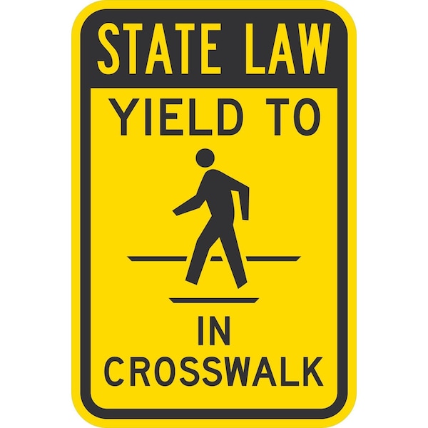 Lyle State Law Yield To (Ped Sym) In Crosswalk (With, 12x18, Diamond Grade, Yellow G-2681-DG_12x18 - main