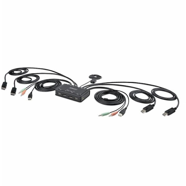 Startech.Com 2-PORT DUAL-MONITOR DISPLAYPORT CABLE KVM SWITCH, 4K 60HZ, COMPACT KVM WITH 5FT/1.5M C2-DD46-UA2-CBL-KVM - main