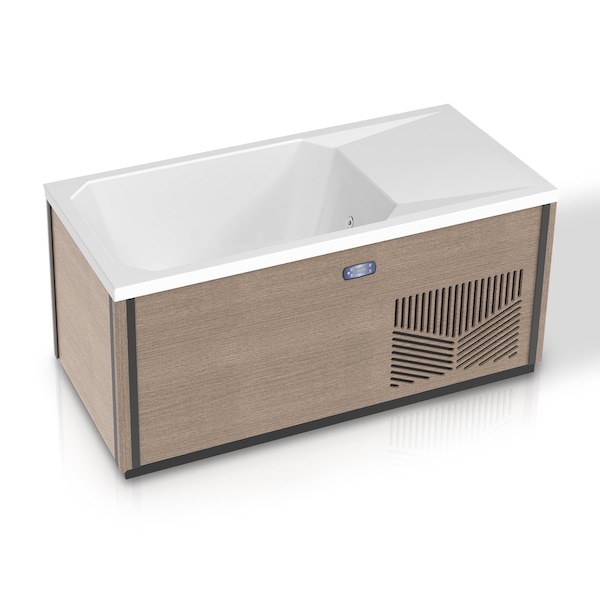 Kplunge 67in 1-Person Mono-Jet All-in-One Cold Plunge Ice Bath/Hot Tub Built-in Chiller/Heater, Chestnut CP-CH6732N - main