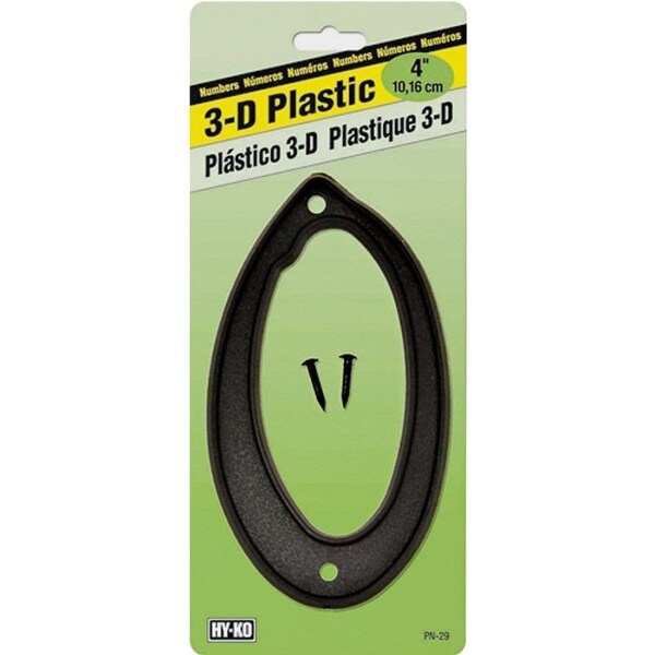Hy-Ko Number House 0 Plastic 4In Blk PN-29/0 - main