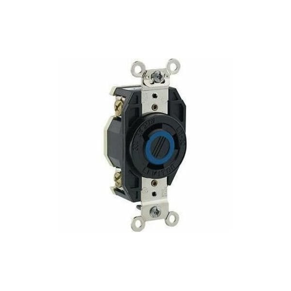 Leviton Flanged Locking Receptacle, L11-30R, 30 A, 250V AC, Three Phase, 3 Pole, Flush Mount, Black 2670 - main