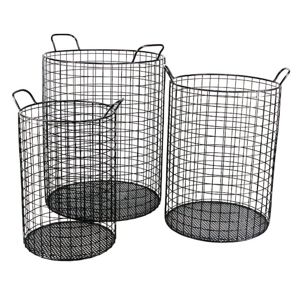 Homeroots Set of Three Black Metal Basket, 3PK 399672 - main