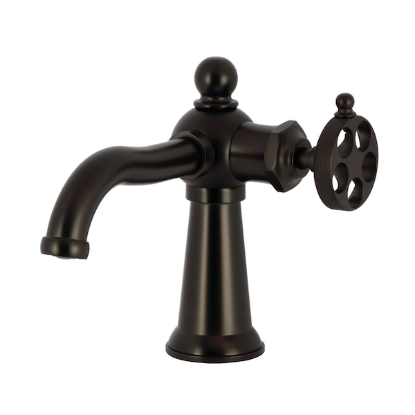 Kingston Brass One-Handle Single-Hole Bathroom Faucet with Knurled Handle and Push Pop-Up Drain, Oil Rubbed Bronze KS3545RKZ - main