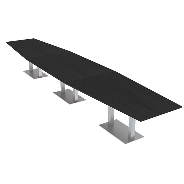 Skutchi Designs Hexagon Conference Table With Power Unit, 48 in W, 216 in L, Black HAR-HEX.IR-48X216-DOU-U999ST19-NA - main