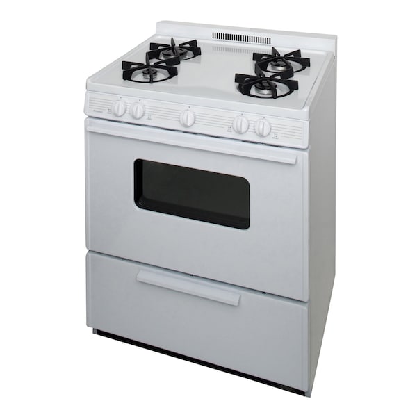 Premier Gas Range, Battery Ignition, 4 Sealed Burners, 30 inW x 37.5 inH x 26 inD, 3.91 cu. ft. Oven, White 805748 - main