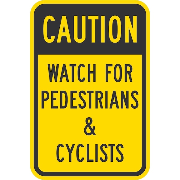 Lyle Caution Watch For Pedestrians And Cyclists, 12x18, Diamond Grade, Yellow G-2670-DG_12x18 - main