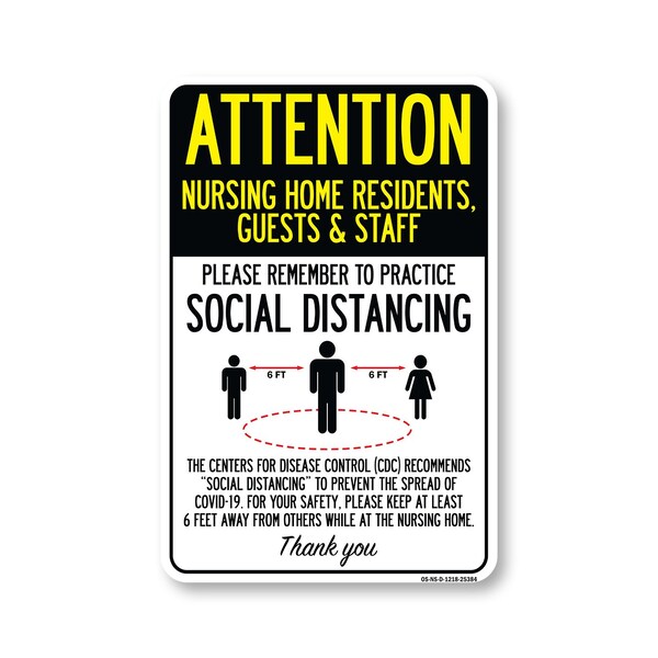 Signmission PSA, Nursing Home Residents Guests And Staff Social Distancing, 18in X 12in Decal, NS-D-1218-25384 OS-NS-D-1218-25384 - main