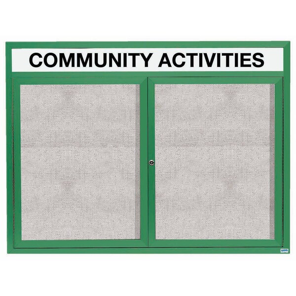 Aarco Outdoor Enclosed Bulletin Board w/ Al Frame Header, Powder Coated Green, Neutral 48''Hx60''W ODCC4860RHG - main