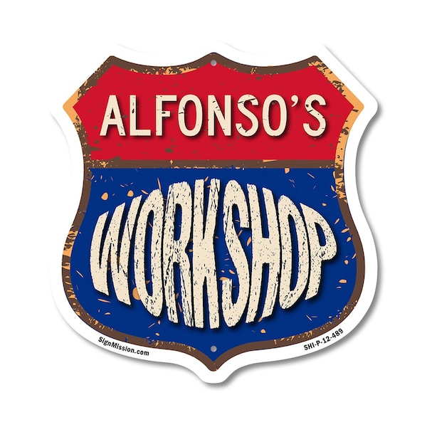 Signmission Alfonso's Workshop, 12 Inch X 12 Inch, Plastic Sign SHI-P-12-489-ALFONSO - main