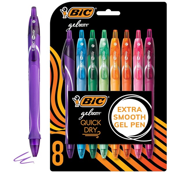 Bic Gel-ocity Quick Dry Fashion Medium Point (0.7mm) Blister, 8PK RGLCGAP81-AST - main