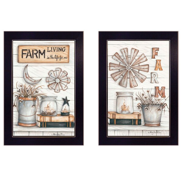 Homeroots Set Of Two Farm Living 1 Black Framed Print Wall Art, 2PK 405973 - main
