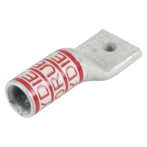 Zoro Select One-Hole Compression Lug, 3/0 AWG Max, 1/4 in Stud, Short Barrel, Aluminum, Ruby 29YK74 - main