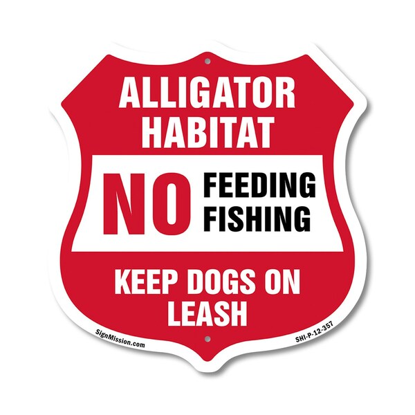 Signmission Alligator Warning Shield Sign Alligator, 12 Inch X 12 Inch, Plastic Sign SHI-P-12-357 - main