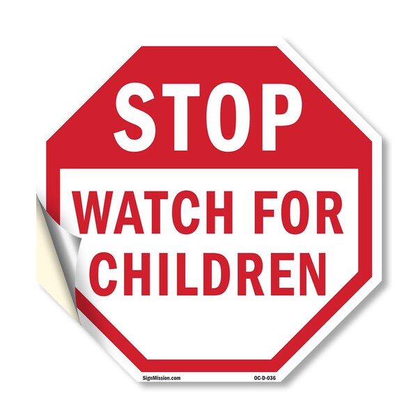 Signmission Stop Watch For Children, 10 Inch X 10 Inch, Vinyl Decal OC-D-10-36 - main