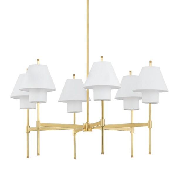 Hudson Valley Lighting Pembrooke & Ives X Glenmoore 6 Light Chandelier 34.75 In. Aged Brass PI1899806-AGB - main