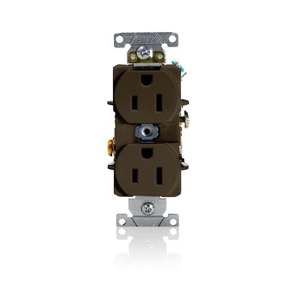 Leviton Duplex Receptacle Outlet, 15A, Brown, 125V 5262-S - main